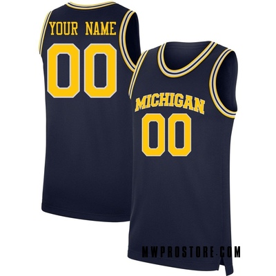 Men's Custom Michigan Wolverines Replica Basketball Jersey - Navy
