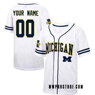 Michigan Wolverines Jersey Custom Name Number College Baseball White
