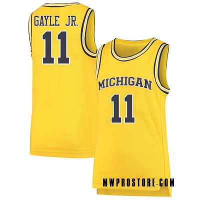 Men's Roddy Gayle Jr. Michigan Wolverines Replica Maize Basketball Jersey