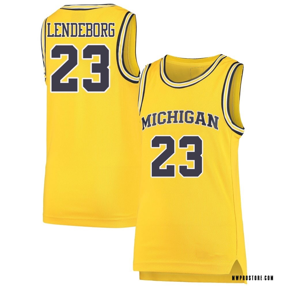 Men's Yaxel Lendeborg Michigan Wolverines Replica Maize Basketball Jersey