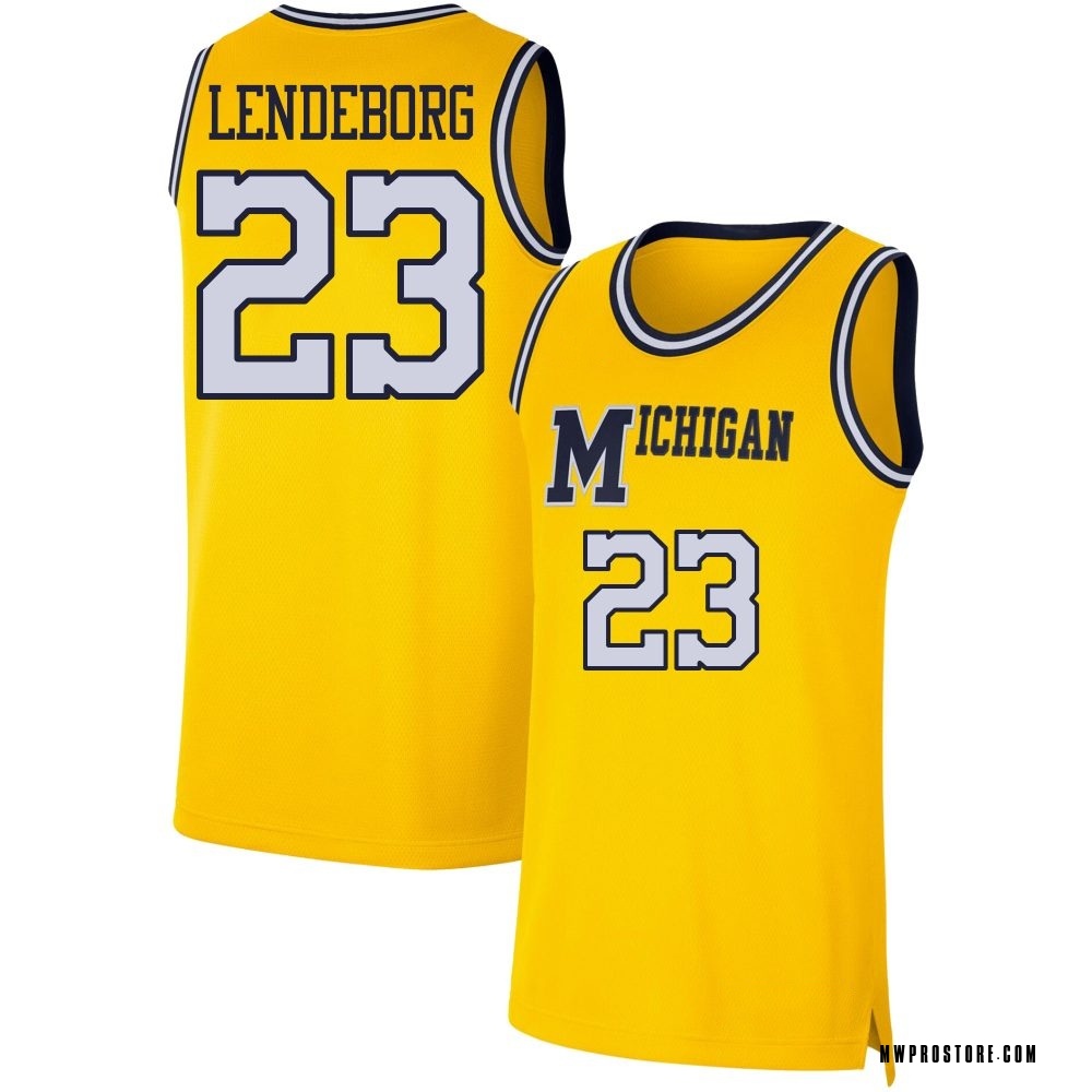 Men's Yaxel Lendeborg Michigan Wolverines Replica Maize Retro Basketball Jersey
