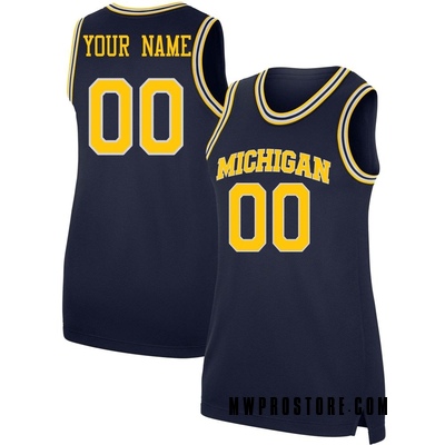Women's Custom Michigan Wolverines Replica Basketball Jersey - Navy