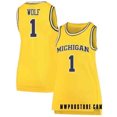 Women's Danny Wolf Michigan Wolverines Replica Maize Basketball Jersey