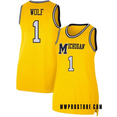 Women's Danny Wolf Michigan Wolverines Replica Maize Retro Basketball Jersey