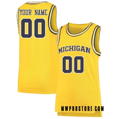 Youth Custom Michigan Wolverines Replica Maize Basketball Jersey