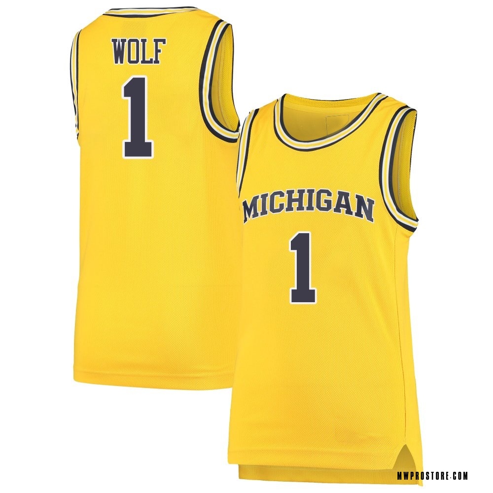 Youth Danny Wolf Michigan Wolverines Replica Maize Basketball Jersey