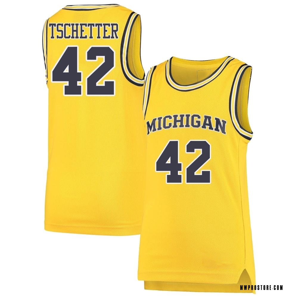 Youth Will Tschetter Michigan Wolverines Replica Maize Basketball Jersey